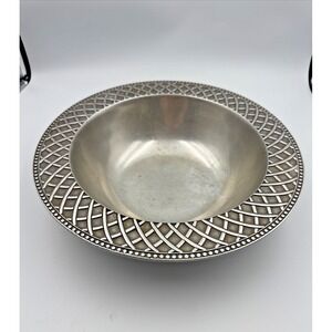 Vintage‎ Wilton Armetale Basket Weave 10.5" Bowl. Rare, Excellent Condition